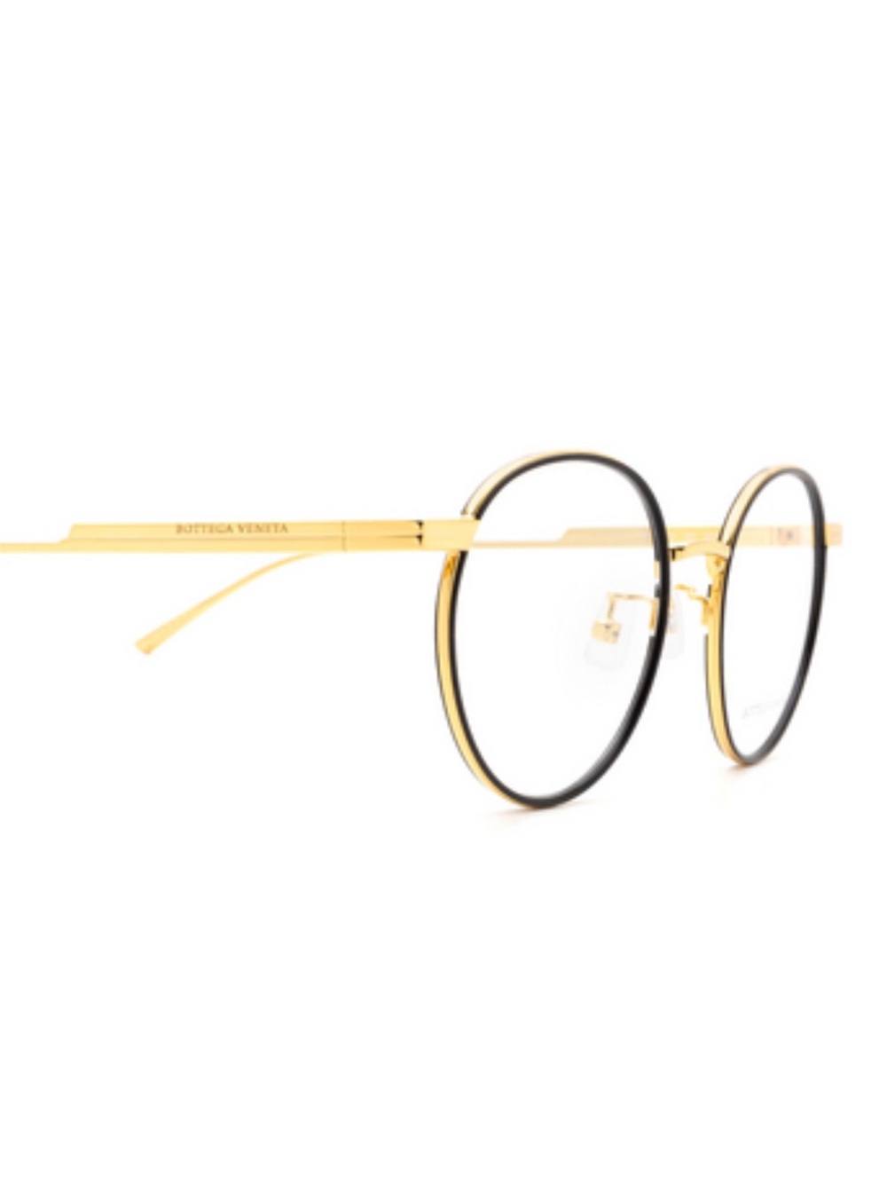 Bottega Veneta Round Gold Black Eyeglasses BV1017O